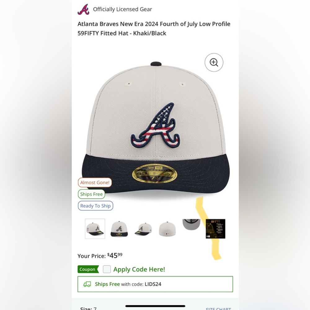 Atlanta Braves New Era 2024 Fourth of July low profile 59fifty fitted hat-
